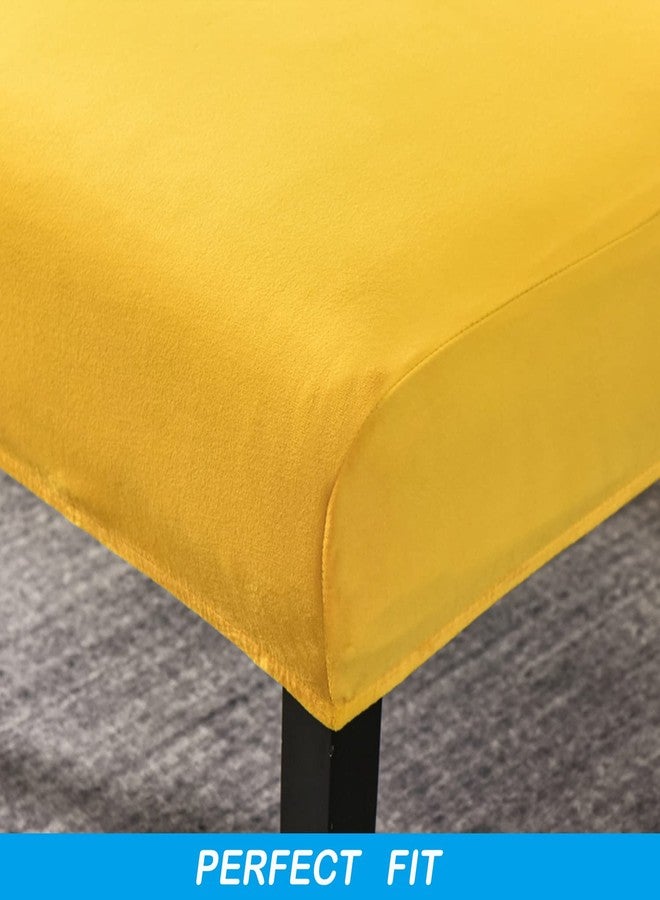 OBCREAT Armless Accent Chair Cover,High Stretch Slipper Chair Slipcovers Soft Velvet Armless Chair Covers with Elastic Bottom Plush Furniture Protector Cover for Living Room Home Hotel (Yellow) - Image 4